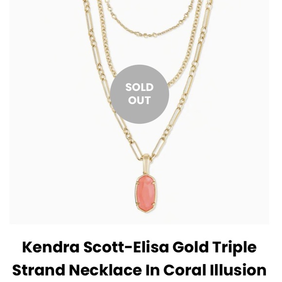 Kendra Scott-Elisa Gold Triple Strand Necklace In Coral Illusion NWOT - Picture 8 of 8